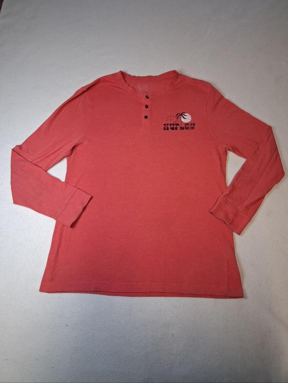 Coral Hurley Long Sleeve Shirt with Small Chest Graphic